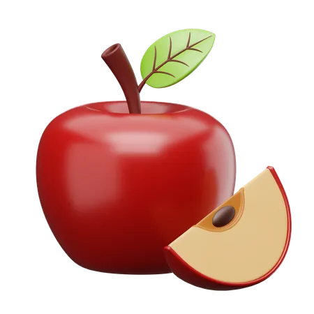 Tranche de pomme rouge  3D Icon