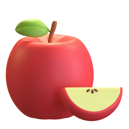 Tranche de pomme rouge  3D Icon