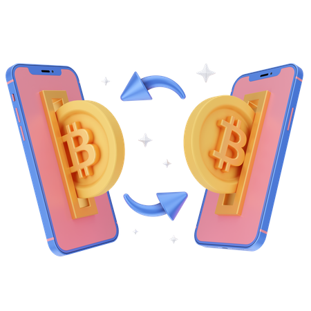 Transação de bitcoin  3D Illustration