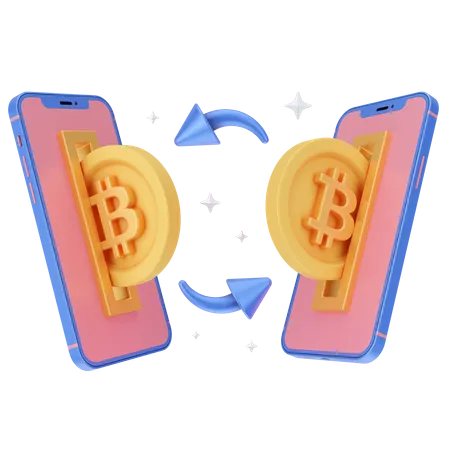 Transação de bitcoin  3D Illustration