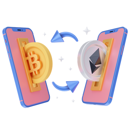 Transação criptográfica  3D Illustration