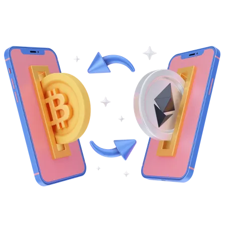 Transação criptográfica  3D Illustration