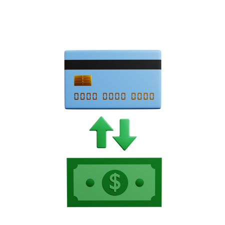 Transação de cartão para dinheiro  3D Illustration