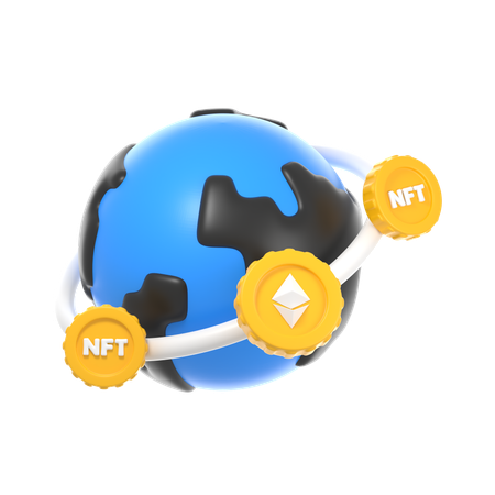 Transação global de moedas NFT  3D Icon