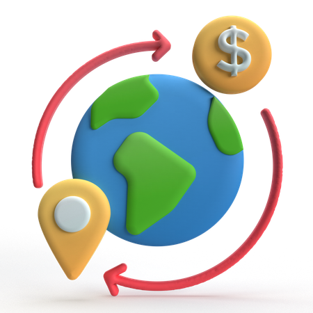 Transação internacional 3D Icon