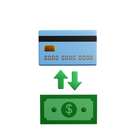 Transaction carte-espèces  3D Illustration