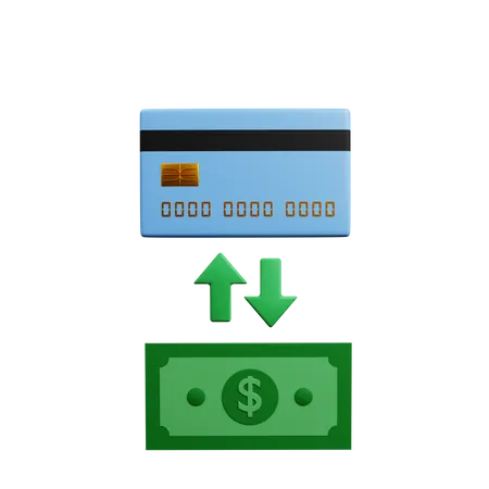 Transaction carte-espèces  3D Illustration