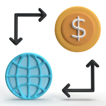 Transaction internationale  3D Icon