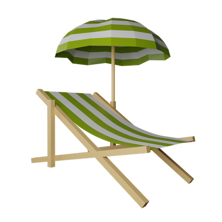 Transat de plage avec parasol  3D Icon