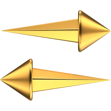 3 D Icon Of Two Golden Arrows Pointing In Opposite Directions 3D Icon