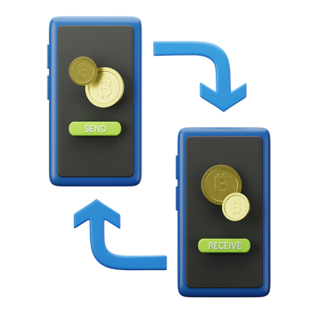 Transferencia de bitcoins por teléfono  3D Illustration