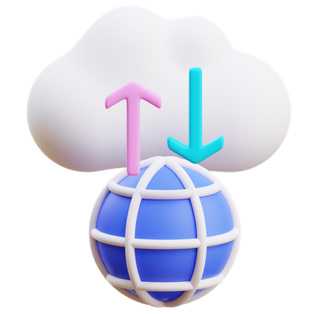 Transferência de dados na nuvem  3D Illustration