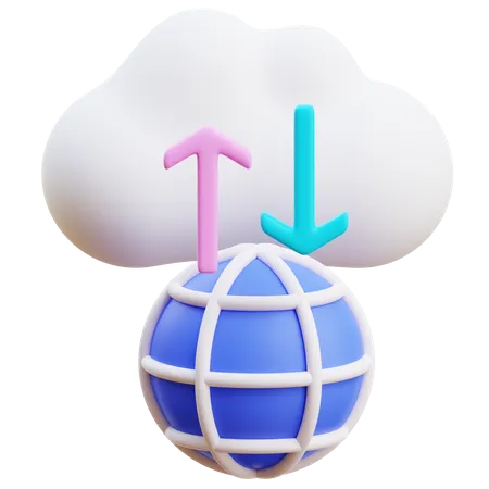 Transferência de dados na nuvem  3D Illustration