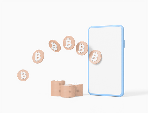 Transferência on-line de bitcoins  3D Icon