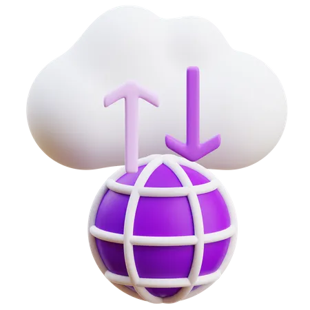 Transfert de données dans le cloud  3D Illustration