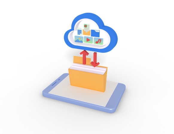 Transfert de données dans le cloud  3D Icon
