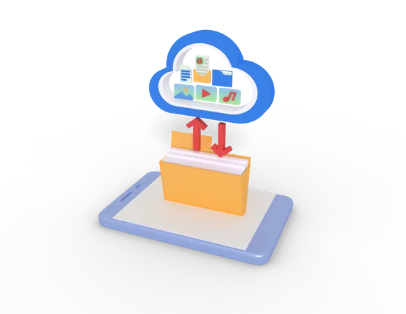 Transfert de données dans le cloud  3D Icon