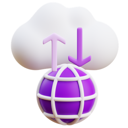 Transfert de données dans le cloud  3D Icon