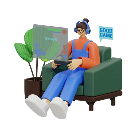 Transforme su sala de estar en un paraíso para los juegos  3D Illustration