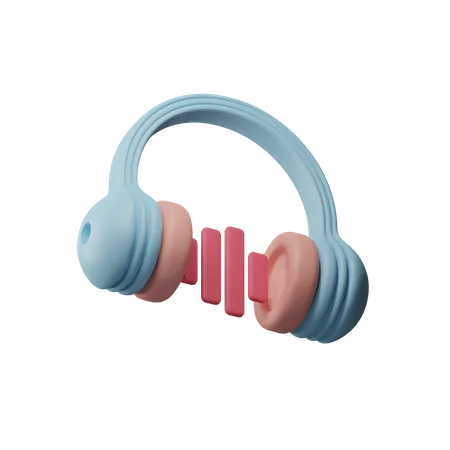 Auriculares Para Podcast Con Simbolos De Ecualizador Ilustracion 3 D 3D Icon