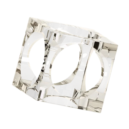 Transparent Circle Hole Cube Illustration In 3 D Design 3D Icon