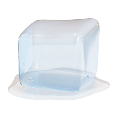 Transparent Melting Ice Cube  3D Icon