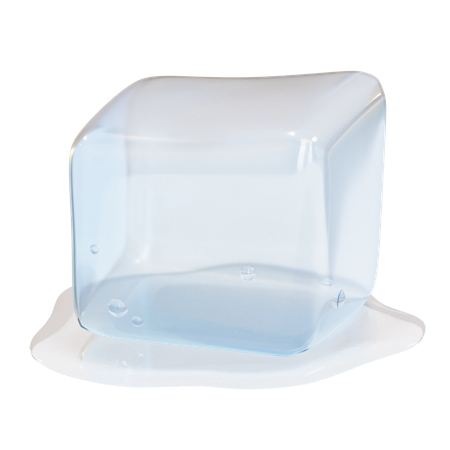 Transparent Melting Ice Cube  3D Icon