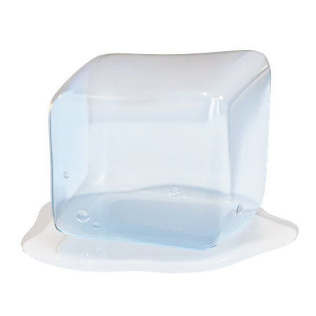 Transparent Melting Ice Cube  3D Icon