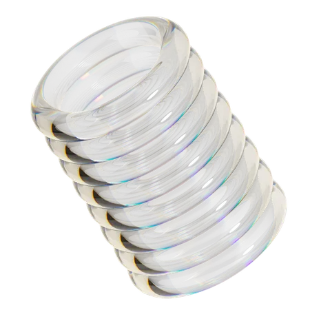 Transparent Stacking Ring Shape Illustration In 3 D Design 3D Icon