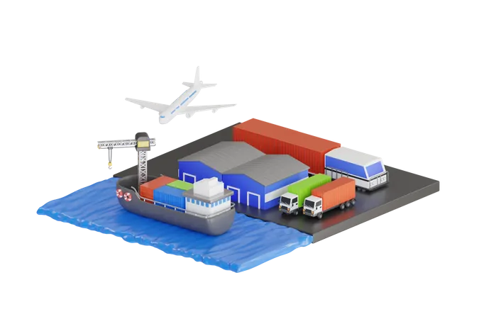 Transportation and logistics service  3D Illustration