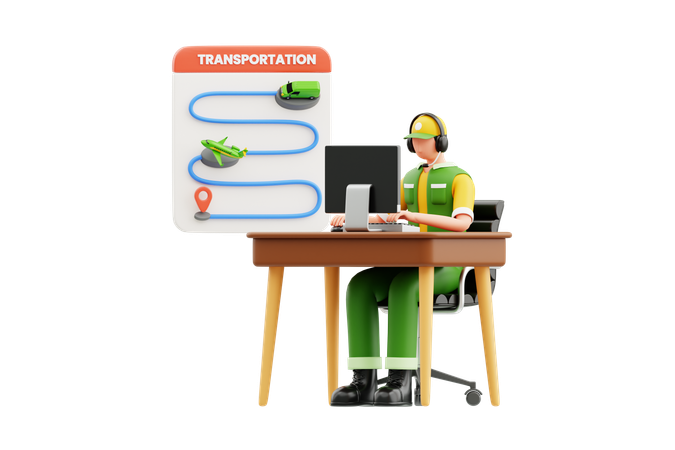 Transportation Management  3D Illustration