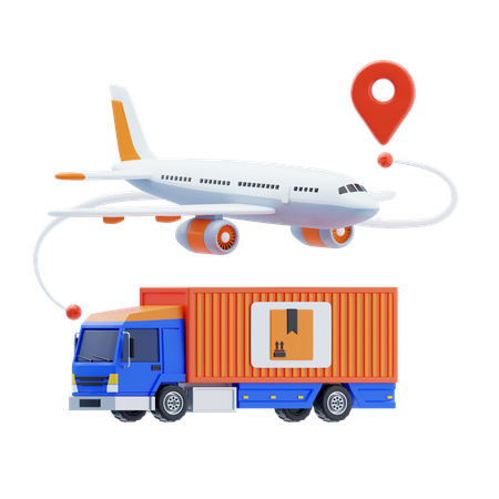 Transporte de carga com avião  3D Icon