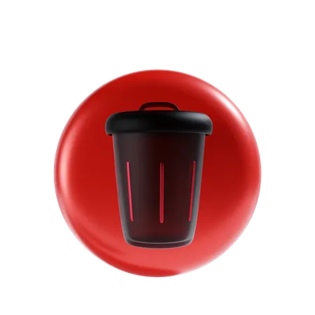 Trash Icon With Red Background 3D Icon