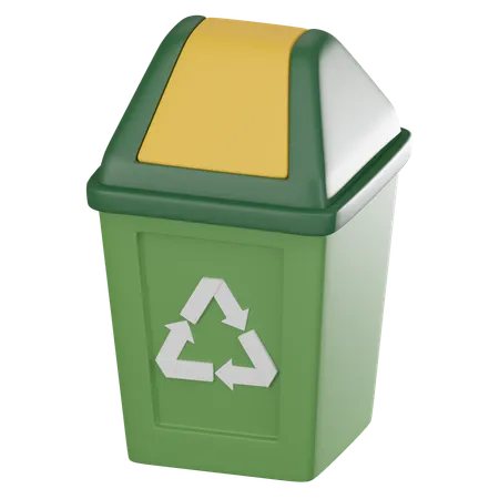 Green Trash Icon Adorned With Universal Recycling Symbol Perfect For Conveying Environmental Responsibility And Waste Management Concepts 3 D Render Illustration 3D Icon