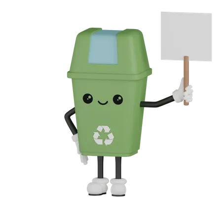 Trash Bin Holding Board  3D Illustration