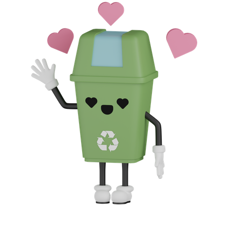 Trash Bin Love  3D Illustration