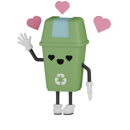 Trash Bin Love 3D Illustration