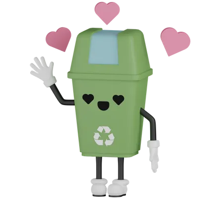 Trash Bin Love 3D Illustration