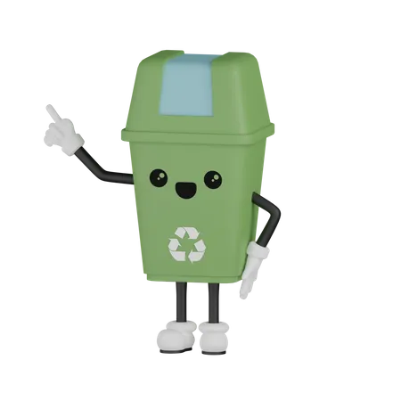 Trash Bin Pointing Something  3D Illustration