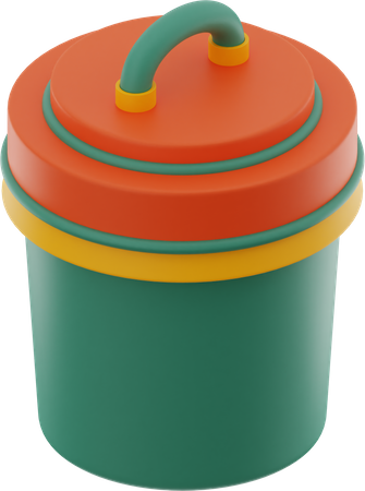 Trash Bucket  3D Illustration