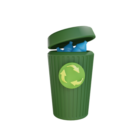 Trash Can Bottle  3D Illustration