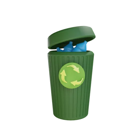 Trash Can Bottle  3D Illustration