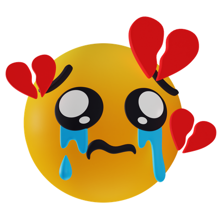 Trauriges Emoji mit gebrochenem Herzen  3D Icon