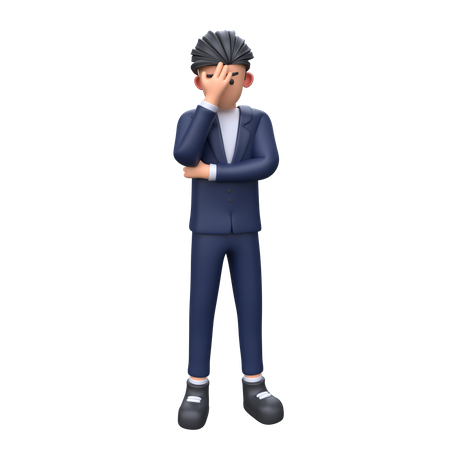 Trauriger Geschäftsmann in frustrierter pose  3D Illustration