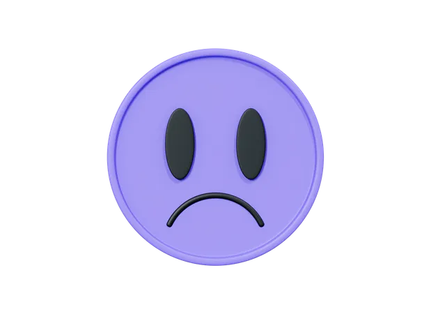 3 D Trauriges Lila Lachelngesicht Populares Cooles Emoji Retro Stil Der 90 Er Jahre Negative Emotionen 3D Icon