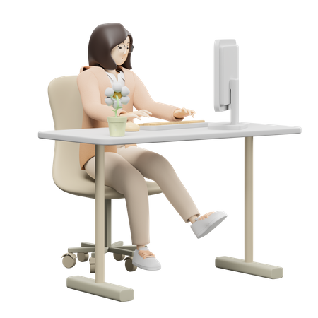 Travailler au bureau  3D Icon