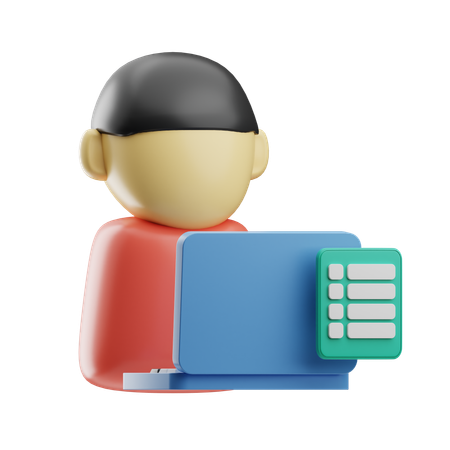 Travailler sur un ordinateur portable  3D Icon