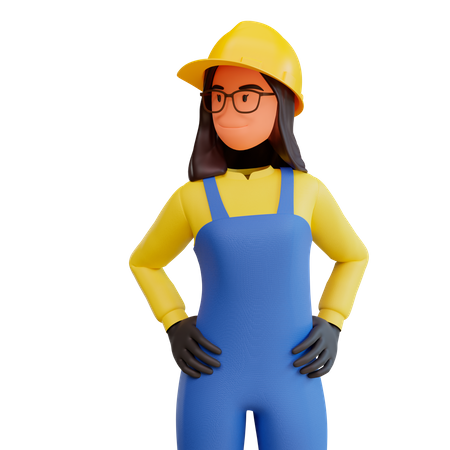 Travailleur de la construction debout avec les mains sur la taille  3D Icon