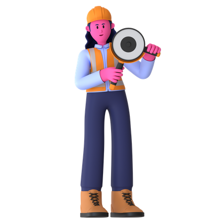 Travailleuse tenant un broyeur  3D Icon