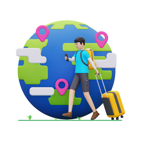 Travel around the world  3D Illustration